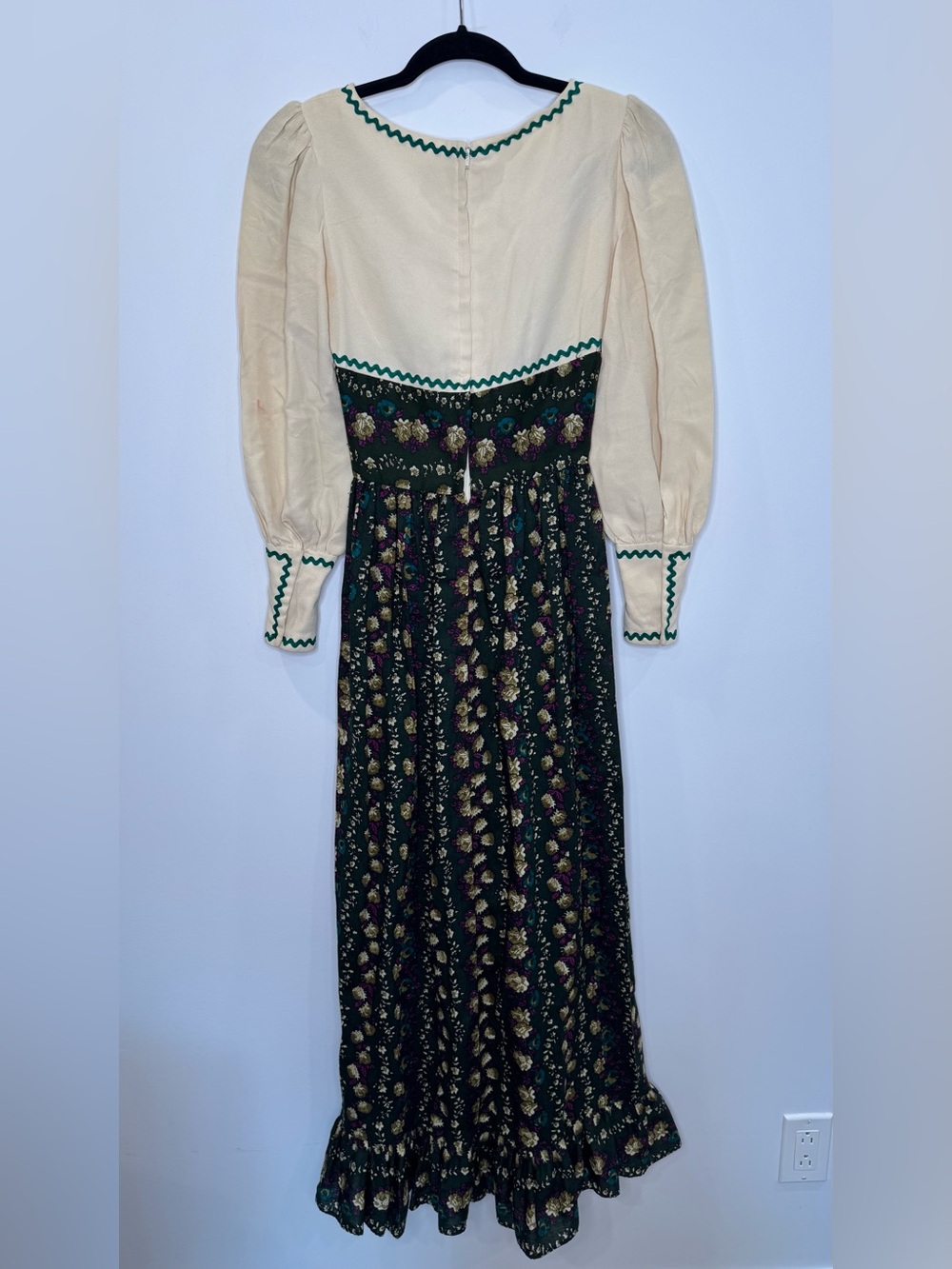 Vintage 70s Algo Prairie Maxi Dress ditsy Floral LaceUp Cottagecore corset union - Picture 8 of 14